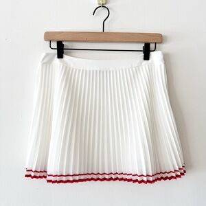 Zara White and Red Pleated Women's Skirt Size Small